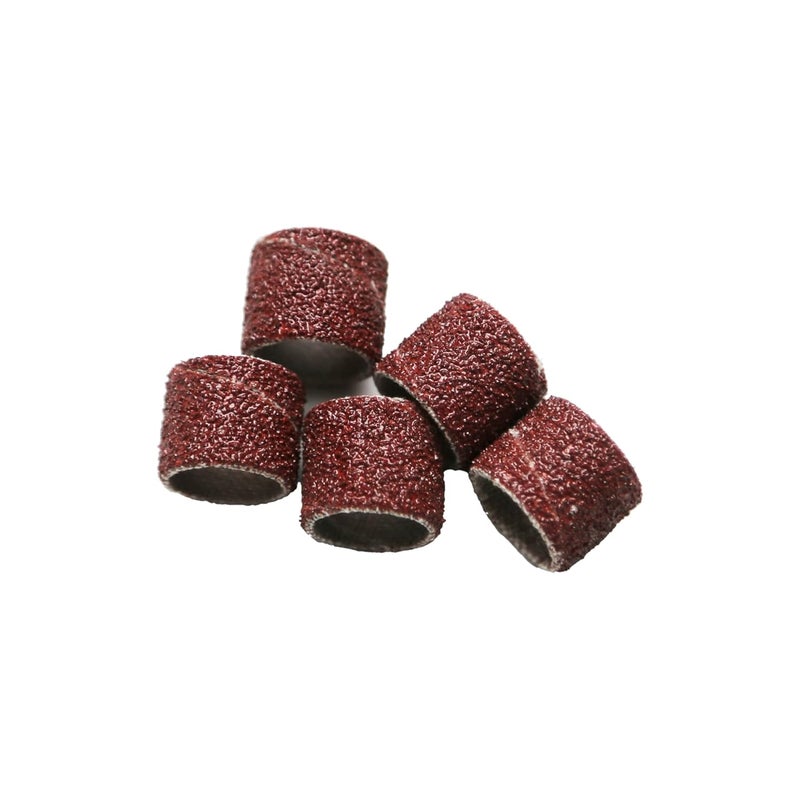 T-MAX 100 pc 3/8 Inch Sand Drum Grit 80 Coarse with 2 pc 1/8 Inch Mandrel for Dremel Rotary Tools - Image 2